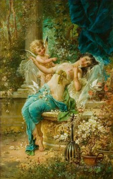 花の天使と少女の体 ハンス・ザツカ Oil Paintings